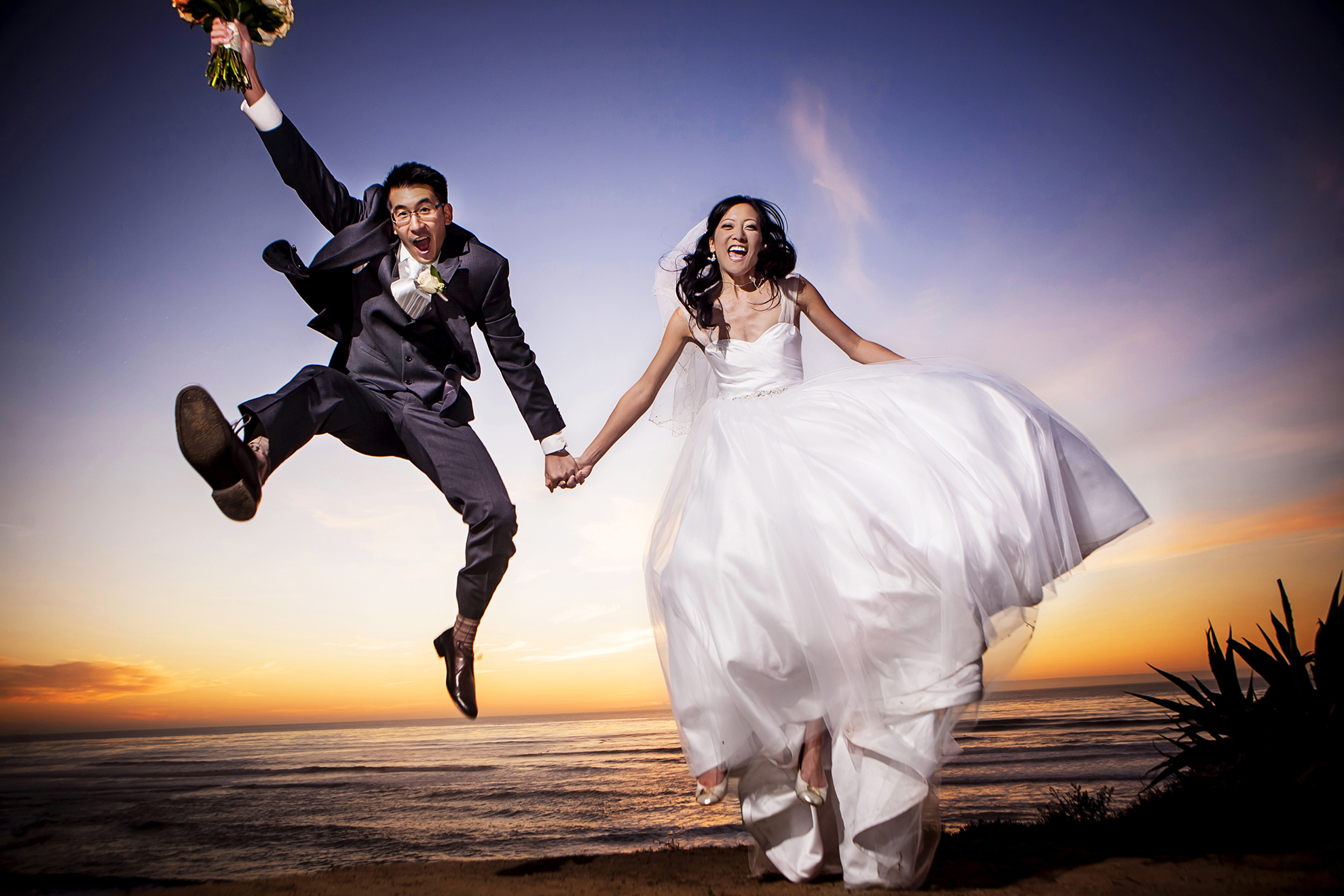 Fun Wedding Photos at Sunset Cliffs, San Diego